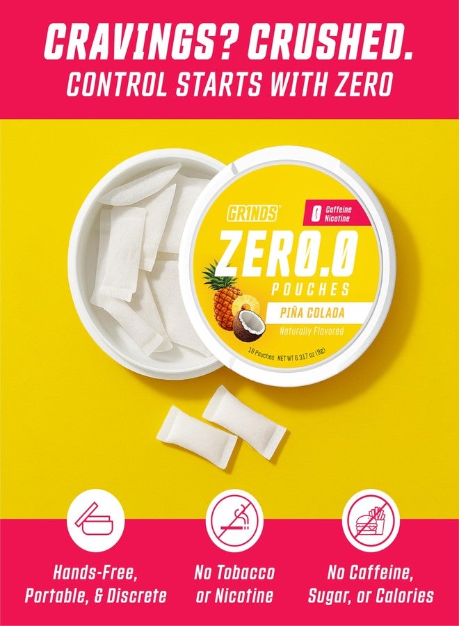 Grinds Zero.O Pouches - Caffeine Free Pouches - Sugar-Free - 0 Calories - Naturally Flavored - Piña Colada - 3 Pack - 18 Pouches Per Can - Image 4